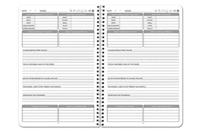 BookFactory Mindfulness Journal/Mindful Daily Notebook/Intention Tracking Log Book/Logbook 100 Pages - 6'' x 9'' Durable Thick Translucent Cover, Wire-O Binding (Made in USA) - style: Mindfulness Wire-O