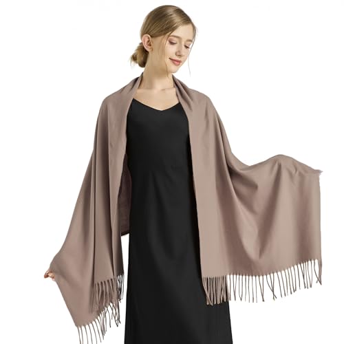 Ciormis Pashmina Scarf for Women, Soft Pashminas Shawls and Wraps for Evening Dresses, Wedding Bride Bridesmaid Shawls Scarf - color: Light Camel