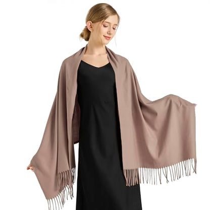 Ciormis Pashmina Scarf for Women, Soft Pashminas Shawls and Wraps for Evening Dresses, Wedding Bride Bridesmaid Shawls Scarf - color: Light Camel