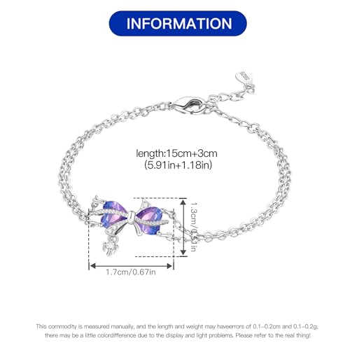 925 Sterling Silver Bracelet for Women,Silver Bracelet Chain Presents for Sister Daughter and Friend, Women's Jewelry for the Daily Occasion - color: Silvery | Love Bow Double Layer Chain