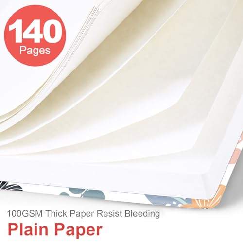 A5 Blank Notebook - 70 Sheets/140 Pages Blank Paper Notebook, 100 GSM Thick White Paper, 5.8" x 8.3" Spiral Blank Journal, Flowers - size: 1-Pack, style: Flowers