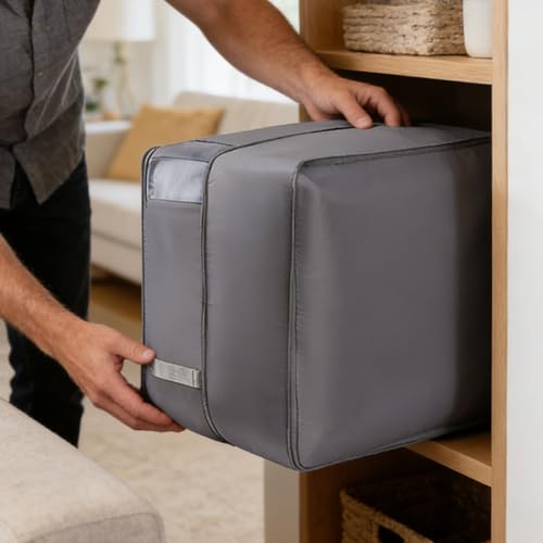 1PCS Medium 2-Tier Closet Organizer Bag, 11.8x20.5x16.5in Foldable Storage with Strong Handles & Zipper, Space-Saving Solution for Comforters & Bedding, Grey