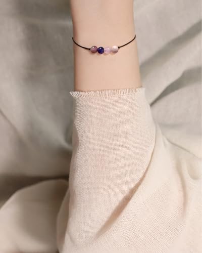 yfstyle Crystal Healing Stones Bracelets for Women & Men - Amethyst Anxiety Protection Bracelets - Natural Gemstones Jewelry Gifts - color: Self Love2