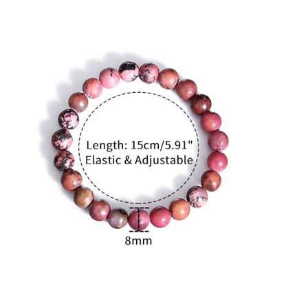 Natural Stone Beaded Bracelets for Women Men - 8MM Semi-Precious Stones Bracelets Adjustable Crystal Beads Stretch Bracelet - color: Amazonite