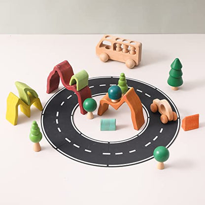 JETM·HH Wooden Rainbow Stacking Toy | House Bulding Block | Montessori Geometry Educational Stacking Game | Learning Educational Toys for Kids Baby Toddler（Volcano） - color: Volcano