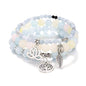 Tree of Life Yoga Healing Stone Bracelets,Multilayer Lotus Chakra Stone Reiki Bracelet Sets,Anxiety Crystal Natural Stone,for Women Stress Relief - style: Aquamarine + Morganite