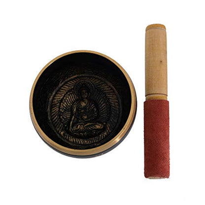RAJRANG Tibetan Singing Bowl Set - Meditation Crystal Sound Bowl Hand Percussion Sound Effects Handcrafted for Healing and Mindfulness D-4" x H-7"