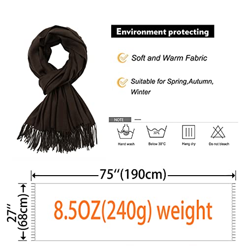 RIIQIICHY Women's Scarf Pashmina Shawls and Wraps for Evening Dress Bridesmaid Wedding Bridal Winter Warm Long Large Scarves - color: Caramel