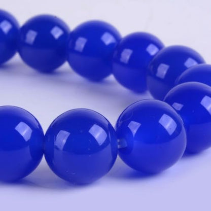 Justinstones Gem Semi Precious Gemstone 10mm Round Beads Stretch Bracelet 7 Inch Unisex - color: Blue Agate