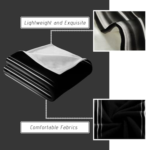 Soft Plush Bedding White and Black Fleece Blanket,Super Cozy Fluffy Plush Abstract Ombre Print Throw Blanket for Couch, Sofa, Bed 47"x59" - color: White and Black