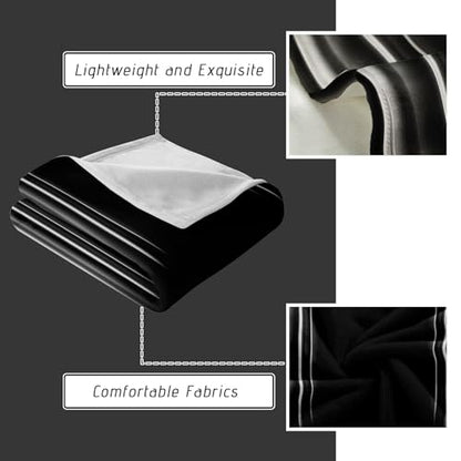 Soft Plush Bedding White and Black Fleece Blanket,Super Cozy Fluffy Plush Abstract Ombre Print Throw Blanket for Couch, Sofa, Bed 47"x59" - color: White and Black