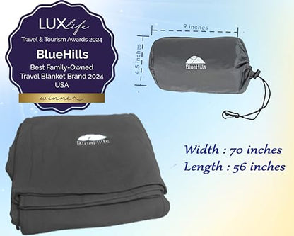 BlueHills Ultra Compact Travel Blanket 2 Pack Large Soft Cozy Portable Blanket Sheet with Carry Case and for Flight Airplane Car Layover Camping Hotel Grey C202-2PK-Gray - color: C202-2pk-gray