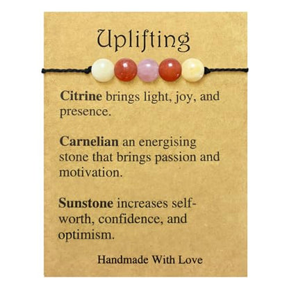 yfstyle Crystal Healing Stones Bracelets for Women & Men - Amethyst Anxiety Protection Bracelets - Natural Gemstones Jewelry Gifts - color: Uplifting