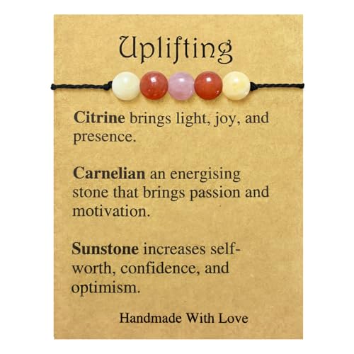 yfstyle Crystal Healing Stones Bracelets for Women & Men - Amethyst Anxiety Protection Bracelets - Natural Gemstones Jewelry Gifts - color: Uplifting