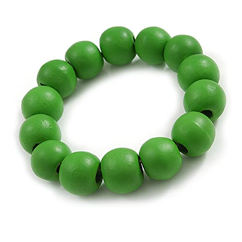 Avalaya Green Painted Round Bead Wood Flex Bracelet - M/L