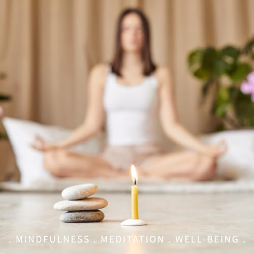 Signature Collection - Meditation Candle Set (Folk) by Cotton & Grey - 12 Pure Beeswax Twenty Minute Candles with Ceramic Holder for Meditation, Relaxation and Mindfulness