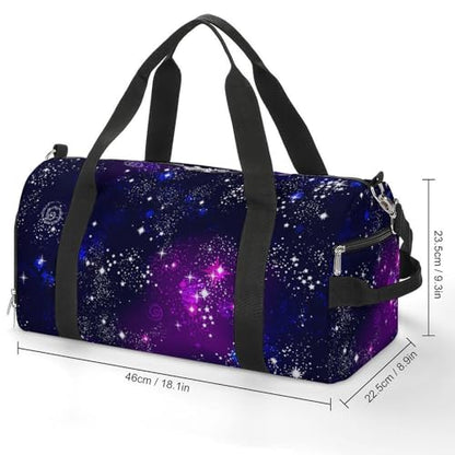 Space Galaxy Constellation Zodiac Star Purple Blue Large Capacity Portable Fitness Bag, Easy to Carry - color: Space Galaxy constellation zodiac star purple