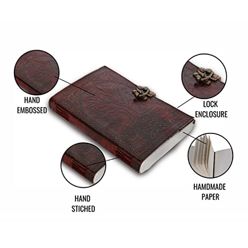 jaald 8" Blank Leather Journal large diary travel writing pad sketch book gift for kids school notebook fancy journal without lines with Clasp lock