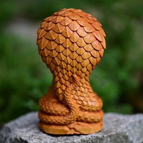Solid Wood Amitabha Buddha Statue Zen Decor,Sakyamuni Sitting on Snake Figurines Home Office Decor,Feng Shui Decor Amitabha Buddha Sculpture Ornament