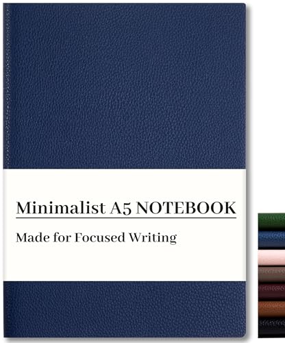CAGIE Lined Journal Notebook for Men & Women,176 Pages A5 Medium Size, Softcover Leather Journals for Writing, College Ruled Notebook for Work & School, 100 GSM Thick Paper (5.7'' x 8.3'') (Navy Blue) - color: Navy Blue, size: 1 Pack
