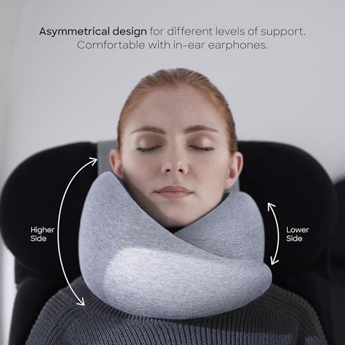 Ostrichpillow Go Neck Pillow, Travel Pillows for Airplanes, Premium Memory Foam Travel Pillow, 360º Ergonomic Design, Asymmetrical Sides, Travel Bag Included, Washable Modal Cover - color: Dark Night
