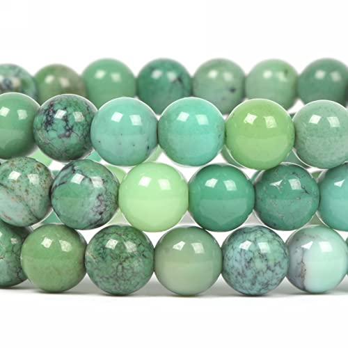 Justinstones Gem Semi Precious Gemstone 6mm Round Beads Stretch Bracelet 6.5 Inch Unisex - color: Green Chrysoprase