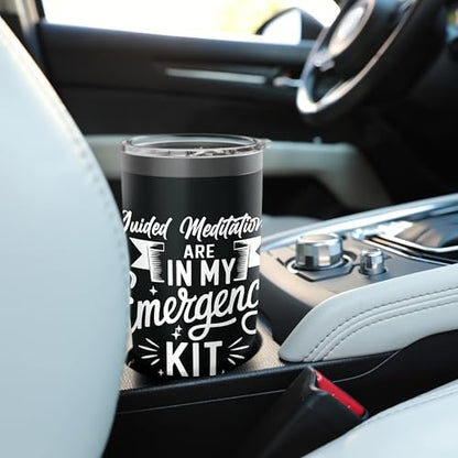 Emergency Kit for Guided Meditations Design Stainless Steel Insulated Tumbler - color: Black