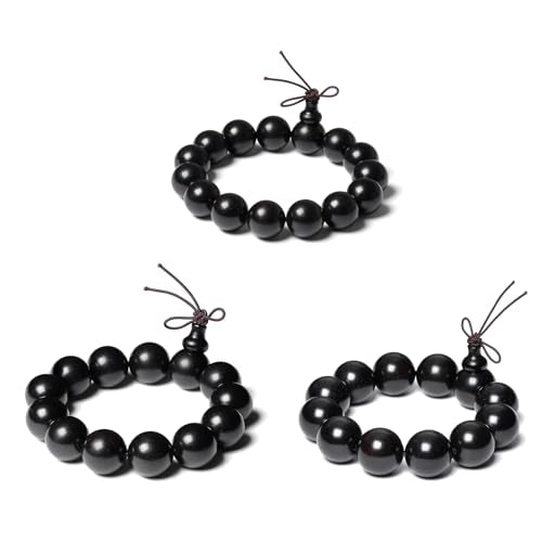 Wooden Prayer Bead Bracelets Traditional Buddhist Mala Bracelet,1pc/pack - size: Dia.15X15pcs, style: HeiTanJG