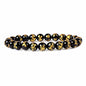 Justinstones Gem Semi Precious Gemstone 8mm Round Beads Stretch Bracelet 7 Inch Unisex - color: Gold Dragon Black Agate