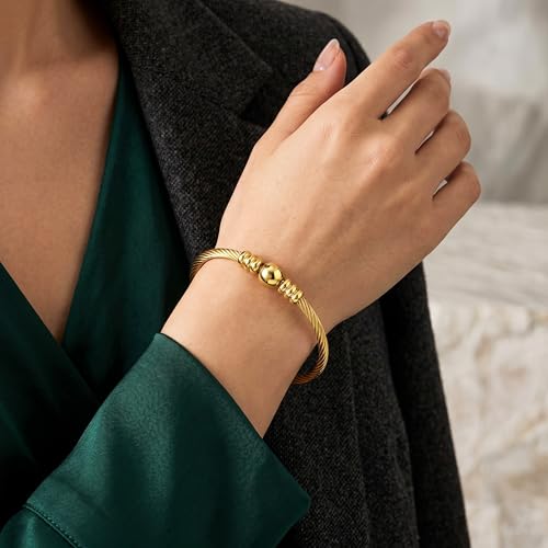 Bracelet for Women 18K Gold Plated Dainty ，Chain Simple Handmade Minimalist for Her - style: ball