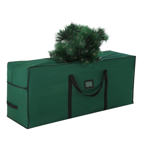 Large Christmas Tree Storage Bag 7.5 ft, 600D Oxford Fabric Heavy Duty Christmas Tree Container, Waterproof Xmas Artificial Tree Storage Box with Reinforced Handles and Dual Zippers, Green