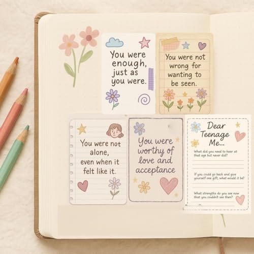 Inner Teen Healing Affirmation Cards - Meditation 54 Cards, Self-Compassion & Emotional Support, Anxiety Relief Items Affirmation Cards for Mental Health