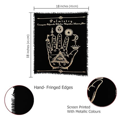 Indian Consigners Palmistry Altar Cloth Celestical Tarot Deck Alter Square Wall Hanging Tablecloth Sacred Place Home Décor Moon Faces Astrology Zodiac Golden Palm - color: Golden Palm