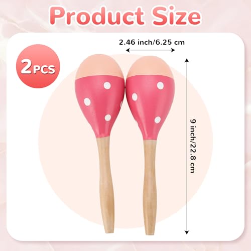 2 Pcs Maracas, 9 Inch Hand Percussion Rattles, Wooden Rumba Shaker Hand Musical Instruments with Clear Rhythm for Music Learning (Pink Smile-9 Inch) - color: Pink Smile-9 Inch