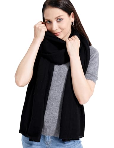 Soft Cashmere Blend Wrap Chic Scarf Stole for Women Wayfarer Travel Extra Large 87"x28" - color: Black
