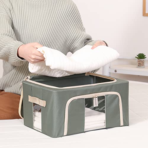 Fuji Boeki 63512 Storage Box, Width 15.4 x Depth 11.4 x Height 7.9 inches (39 x 29 x 20 cm), Green, 5.6 gal (22 L), with Small Window, Stackable - color: Green, size: 22L