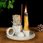 MOUGIGI 5-in-1 White Ceramic Palo Santo Burner & Holder - Small Candle and Smudge Tray for Incense Sticks & Cones, Sage, Zen Meditation Altar Accessory – Compatible with Matches for Aromatic Scents - color: Multifunctional Palo Plate-white