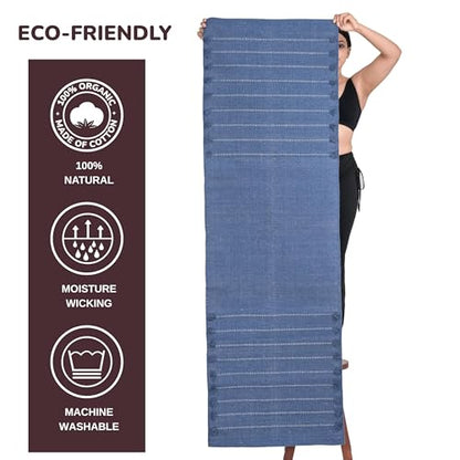 Sivi Herbal Organic Cotton Yoga Mat - Eco-Friendly Hand-Woven Non-Slip Rug - Thick & Comfortable (24”x72”x5mm) for Home Fitness & Yoga - color: Indigo Moon