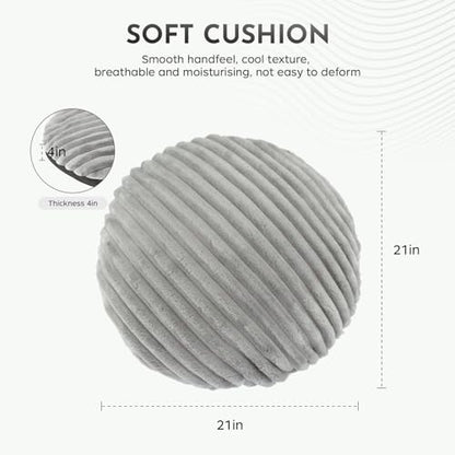 Round Tufted Floor Pillow, 22 x 22 Inch Soft Grey Velvet Thick Floor Cushion, Washable Meditation Seating Pillow for Yoga Relax Living Room, Adult Boho Chair Sofa Decor (Cushion ONLY)