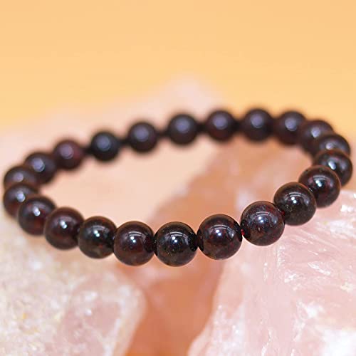 8mm Natural Gemstone Stretch Bracelet, Handmade Unisex Crystal Bracelets for Meditation, Yoga, Spiritual Healing & Positive Energy - color: bloodstone