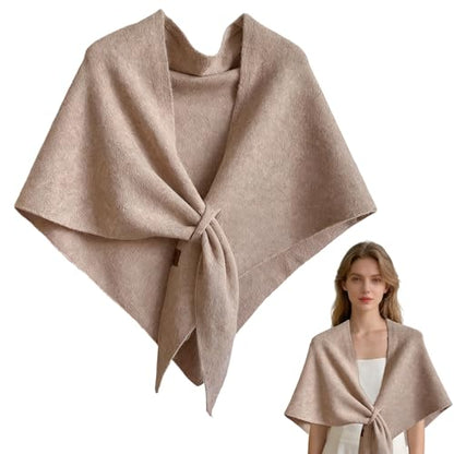 Pashmina Shawl Wraps Women Knitted Shawls and Wraps Cardigan Cape Wool Cashmere Shoulder Top Sweater Shawl Scarf forDailyWear - color: Khaki