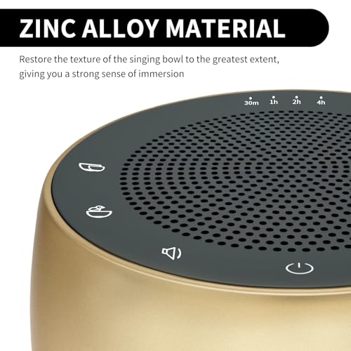 Meditation Sound Machine,Portable Electronic Singing Bowl Frequency Healing,256HZ-432HZ-528HZ 9 Tones Singing Bowl Frequency Generator for Healing with 4 Level Timer and Luminous Button