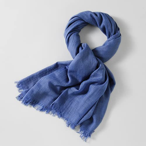 Jeelow Solid Color Scarf Wrap Shawl for Women Men – Soft Lightweight Head Scarf, All Season, Travel Beach Office Daily Wear - color: Azure Navy