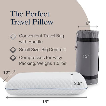 Weekender Cooling Gel Memory Foam Camping Pillow – Travel Size, Ventilated Cooling Pillow for Side & Back Sleepers, Neck Support, Compact with Carry Bag, Washable Cover - size: Travel, style: 1 Pack