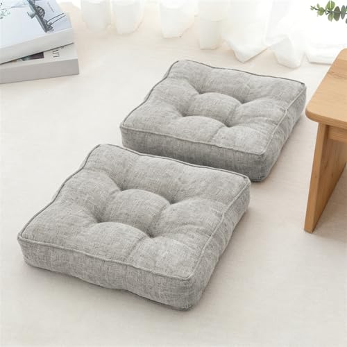 Meditation Floor Pillow Set of 2 Square Large Pillows Seating for Adults Tufted Corduroy Floor Cushions for Living Room Yoga Tatami Gray - color: Gray, size: 16 x 16 Inch(Pack of 2)
