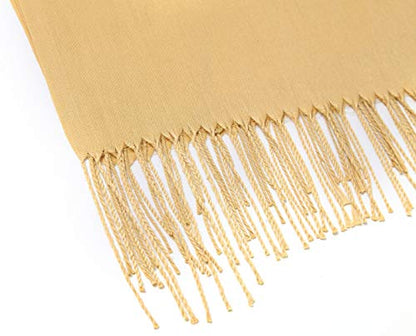 Cindy & Wendy Pashmina Shawls and Wraps Scarf for Women Soft Large Winter Shawl for Evening Dress Wedding Party - color: Ginger Yellow