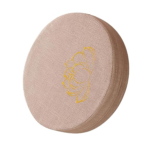 Meditation Cushion Comfortable Round Hard Foam Detachable Washable Floor Pillow for Balcony Living Room Tatami, Linen Material (Beige)