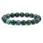 Keleny Fashion Crystal Man Women Stretch Bracelet 10mm Round Beads Rock Jasper 7 Inch Unisex - color: Green African Serpentine