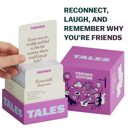 TALES 150 Conversation Cards, Friends Edition, Fun Friend Games for Adults, Teens, Kids, Perfect for Parties, Game Nights, Gifts & Gatherings, Conversations with Friends, Meaningful Connections - color: Friends Edition