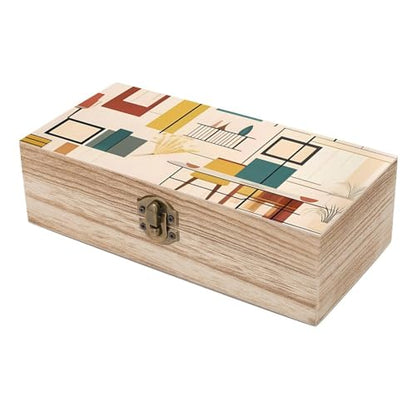 Large Wooden Storage Box With Lid And Front Clasp Mid Century Modern Wooden Jewelry Box Office Desk Organizer Bins Beautifully Keepsake Boxes Memory Boxes Jewelry Organizer